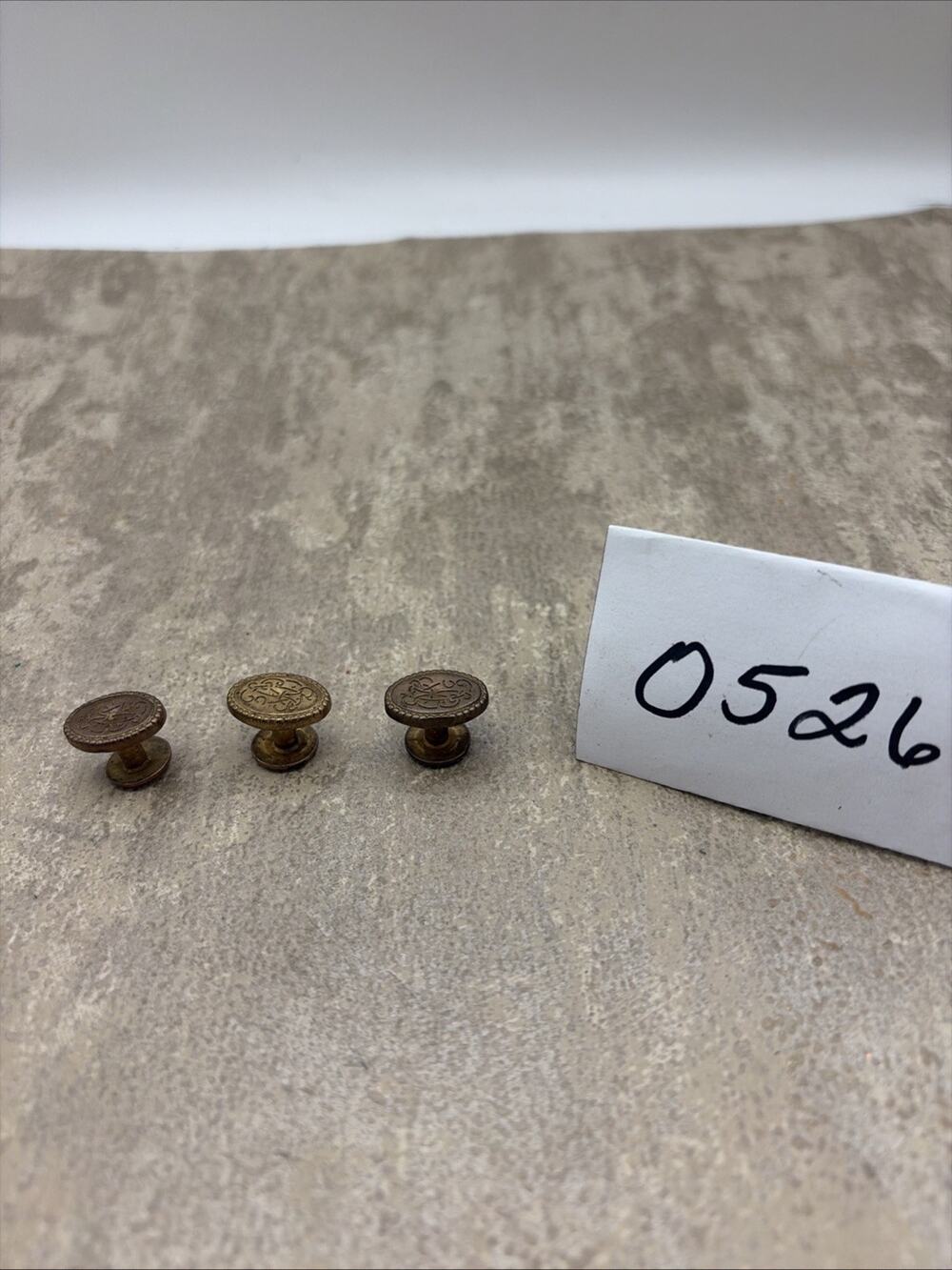 Antique (3) Brass Oval Cufflinks Engraved Design